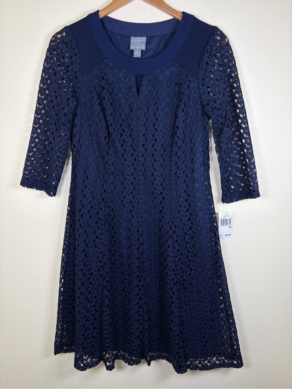 Rabbit Rabbit Rabbit Designs Navy Lace Fit & Flare Dress NWT Size 10